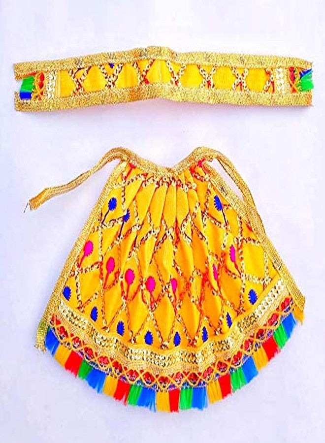 Chircrafts Devi Goddess Dress (Set of 4) for Ganesh Durga Lakshmi Saraswati Parvati Devi Maa MATA Ji Lehanga & Chunri/Patka Dress Poshak Multicolor (Lehenga Height 2 inch) - Image 2